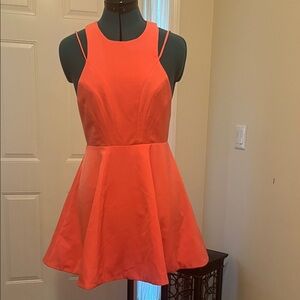 Lulu's Vibrant Orange Backless Dress